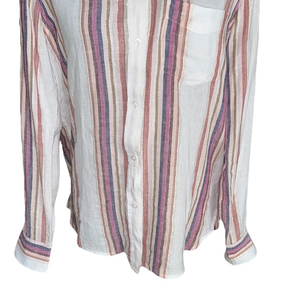 Rails Charli Jewel Stripe Metallic Gold Button Down Shirt - S - Picture 6 of 16